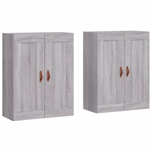 vidaXL Set of 2 Wall Mounted Cabinets in Grey Sonoma Matt MDF with Hinged Doors