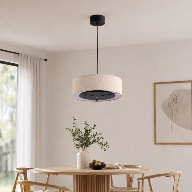 Kairui Lighting Black Pendant Ceiling Light with Remote Control and Adjustable Height, Diameter: 35 cm