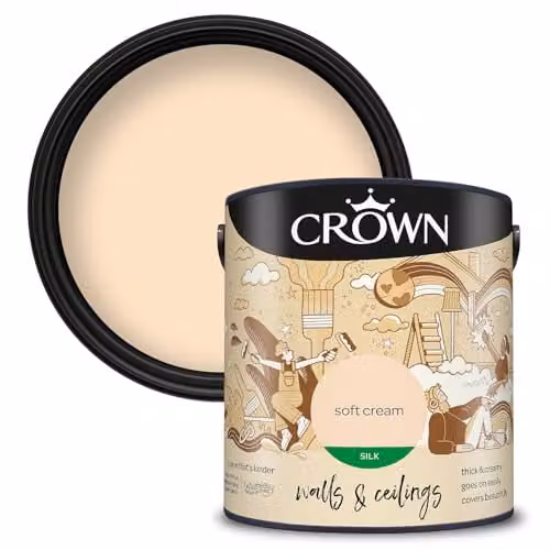 Crown Silk Satin Gloss Emulsion Paint in Beige, 2.5 l