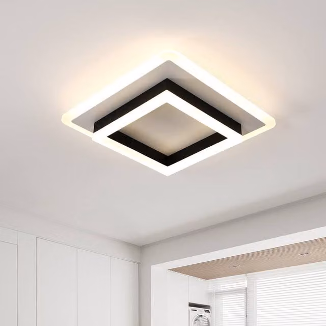 COMELY Modern Square LED Ceiling Light, 30W, 3300LM, Black
