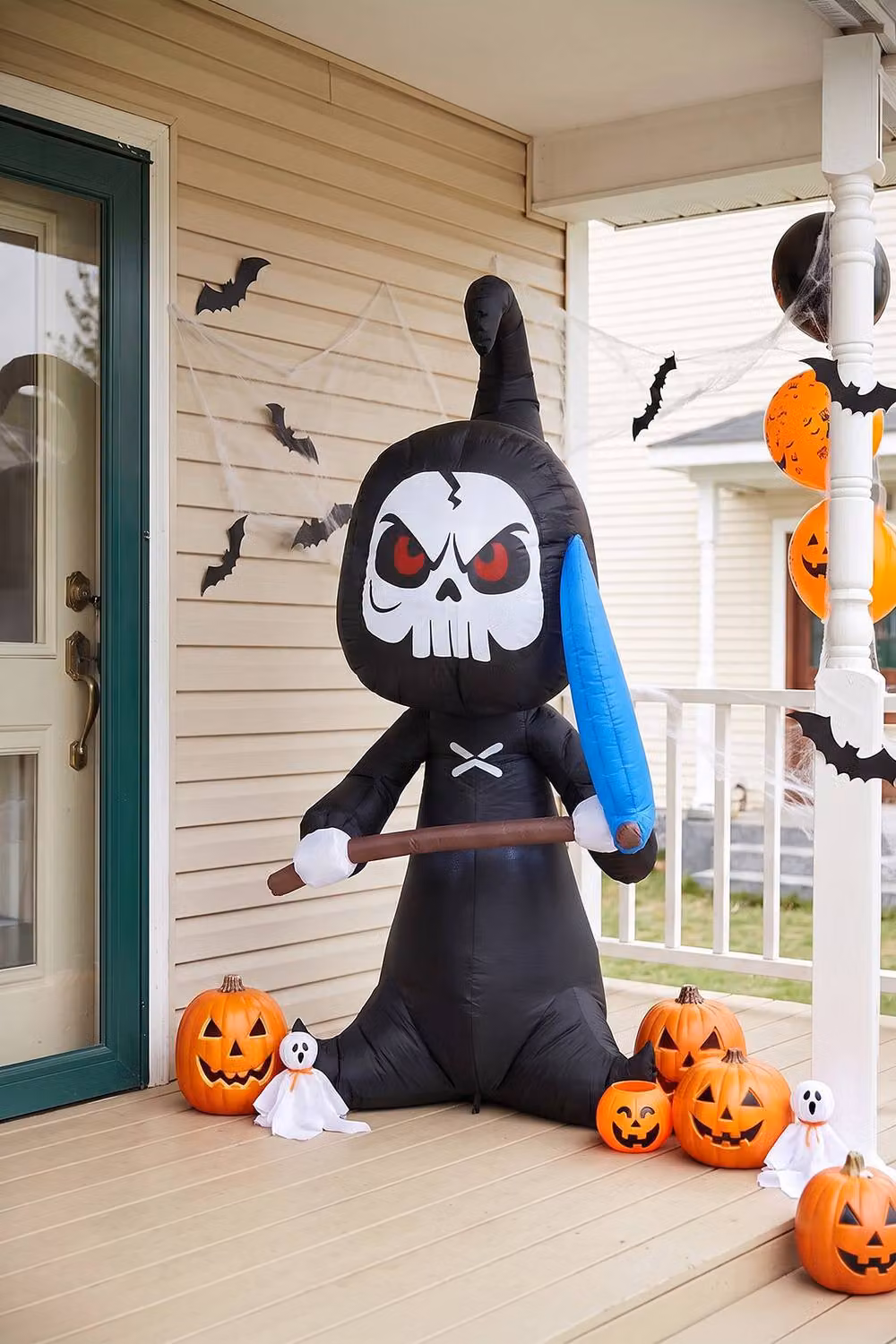 Living and Home 6.6ft Halloween Inflatable Grim Reaper Decoration with Built-in Lights in Black – 3