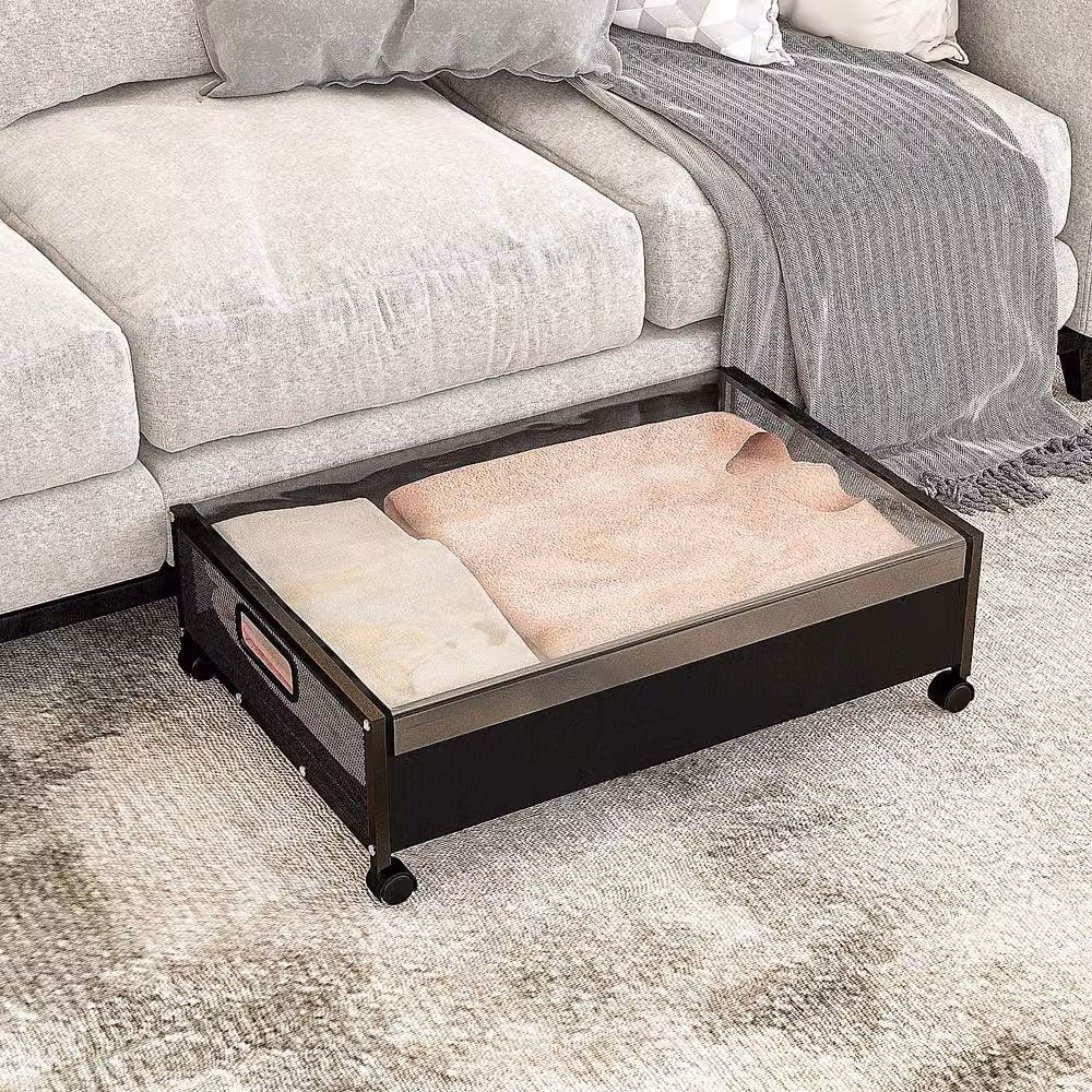 YnysTec Portable Underbed Storage Box on Wheels in Black – 7