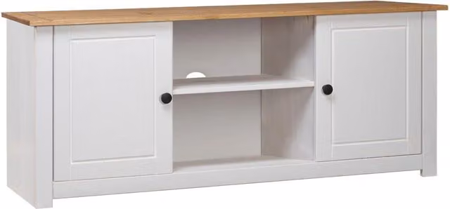 Berkfield Home Panama Range TV Cabinet in White Solid Pine Wood, W/D/H: 120 x 40 x 50 cm