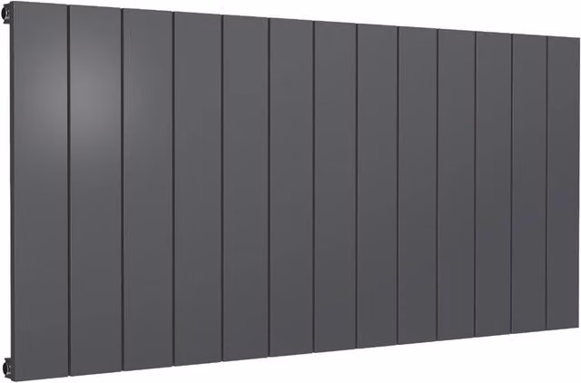 Bathroom Kingdom Casina Anthracite Single Flat Panel Horizontal Aluminium Radiator in Grey, W: 123 cm, H: 60 cm