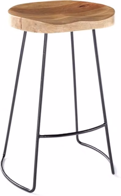 Elm Home And Garden Industrial Mango Wood and Black Metal Breakfast Bar Stool – 1