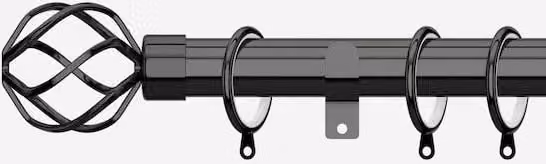 New Edge Blinds Black Nickel 28mm Metal Curtain Pole, Length: 480 cm