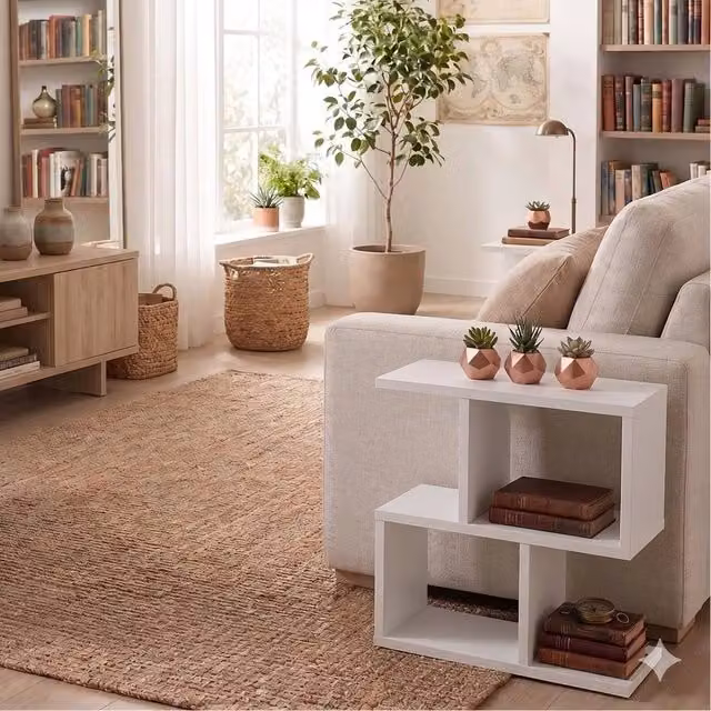 FORGEVIO Eden 60 Narrow Side Table and 2 Tier Bedside Table in White – 1