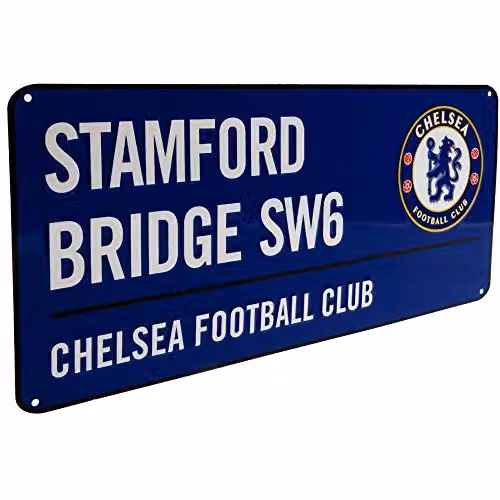 Chelsea FC Official Metal Rectangular Street Sign in Blue and White – 2