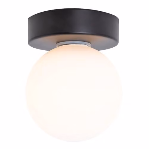 Happy Homewares Modern Compact Black Ceiling Light with White Glass Sphere Shade, W/D/H: 13 x 10 x 10 cm – 1
