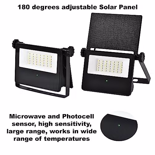 Harper Living Solar LED Outdoor Floodlight with Motion and Dusk Sensor, Black, 860 Lumens, 6500K Cool White, IP65 Weatherproof – 8