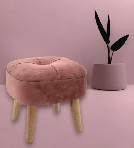Minster Pink Velvet Storage Stool with Wood Frame, W/D/H: 30 x 30 x 34 cm – 2