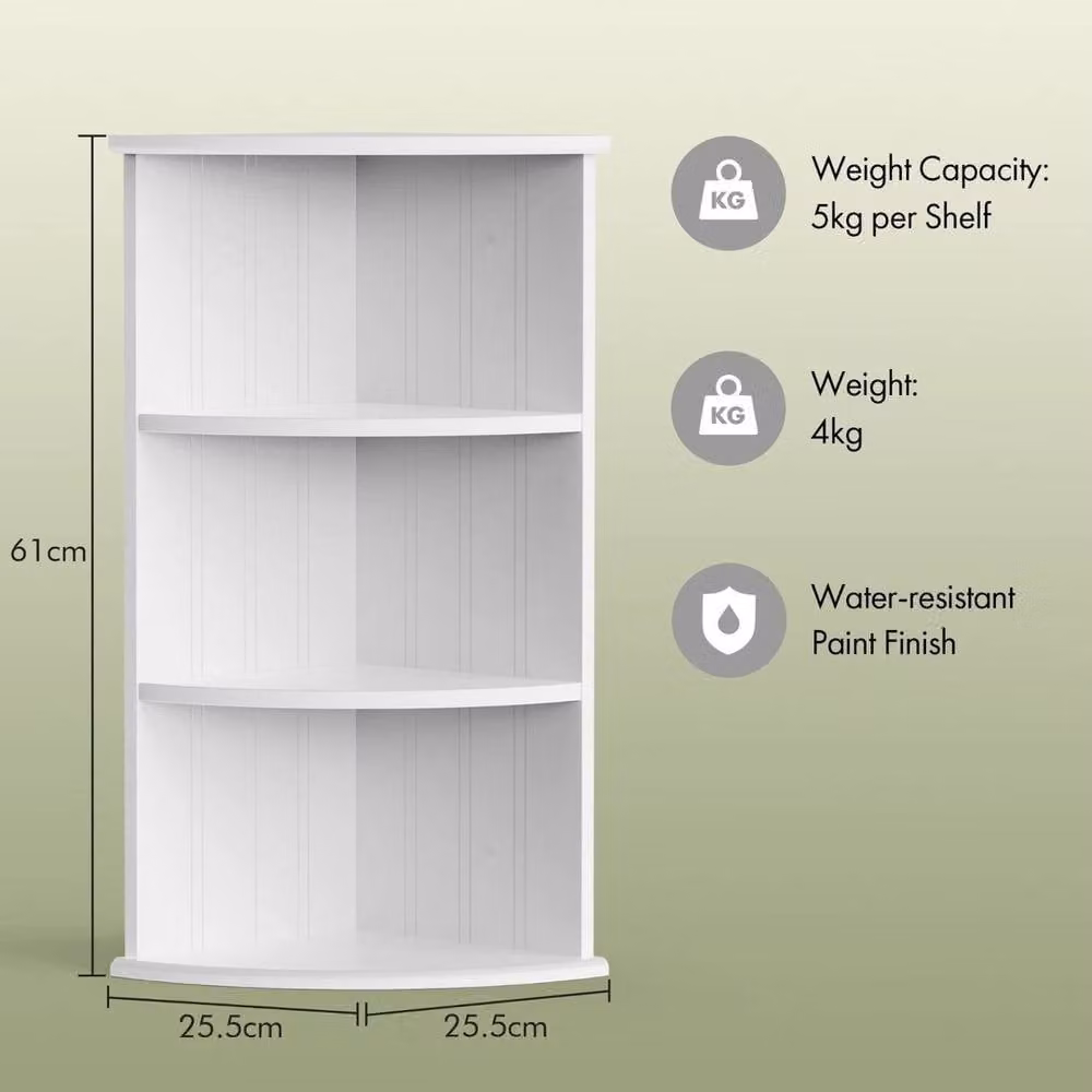 EONLION White Wall Mounted Corner Shelves with Back Panel