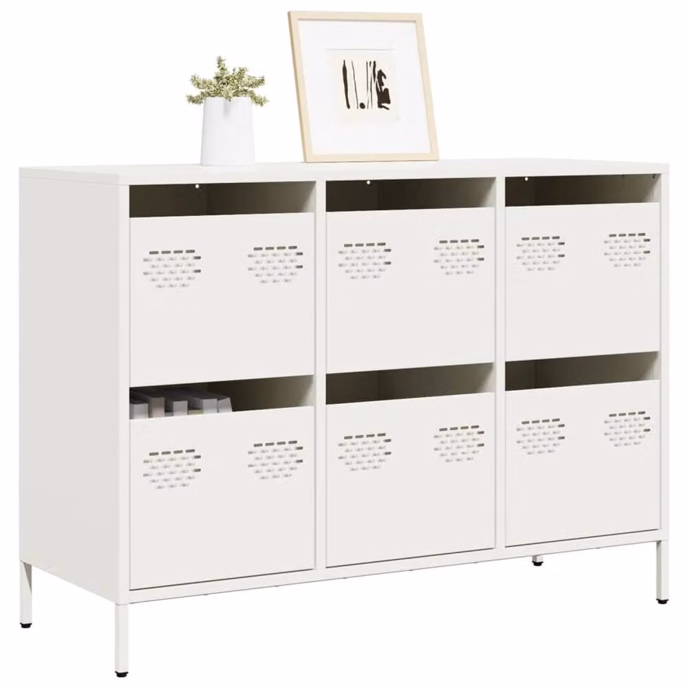 Berkfield Home White Matt Steel Sideboard W/D/H: 101.5 x 39 x 73.5 cm – 2