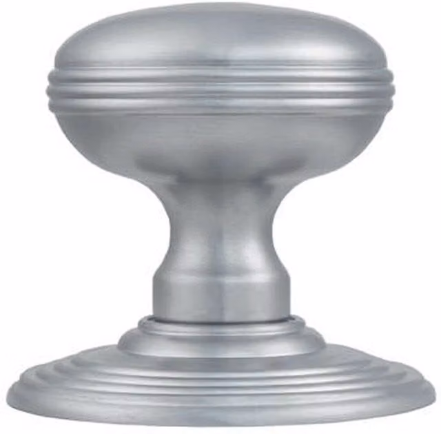 Loops Pair of Textured Mortice Door Knobs with Concealed Rose in Satin Chrome, 70mm Diameter – 1