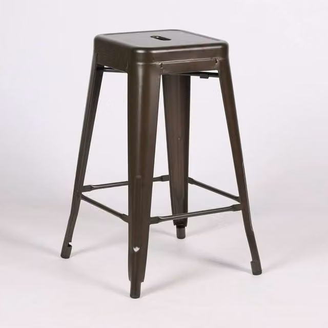 Forgevio Industrial Metal Bar Stool, Brown, Height: 66 cm – 1