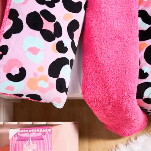 OHS Reversible Leopard Print Double Fleece Duvet Cover and Pillowcase Set in Purple, W/D/H: 200 x 200 cm – 4