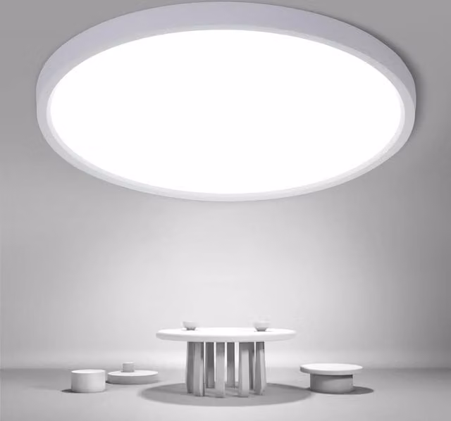 Goeco LED Round Bathroom Ceiling Light, White, IP44, 6500K Cool White