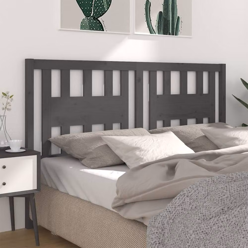 Berkfield Home Grey Solid Wood Pine Headboard, W: 166 cm, D: 4 cm, H: 100 cm – 2