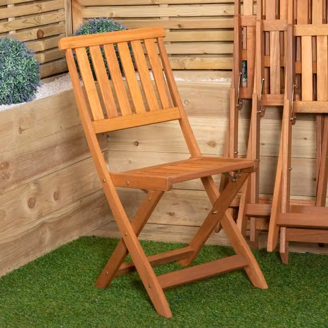 Samuel Alexander Set of 4 Bowness Outdoor Wooden Folding Garden Chairs in Brown