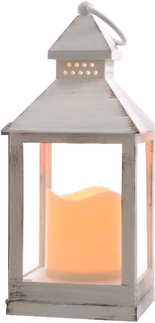 Lumineo White Candle Lantern, Height: 24 cm