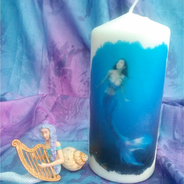 Viki Mermaid Pillar Candle in White