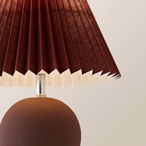 ValueLights Beattie Red Ceramic Table Lamp with Fabric Shade and Bulb – 3
