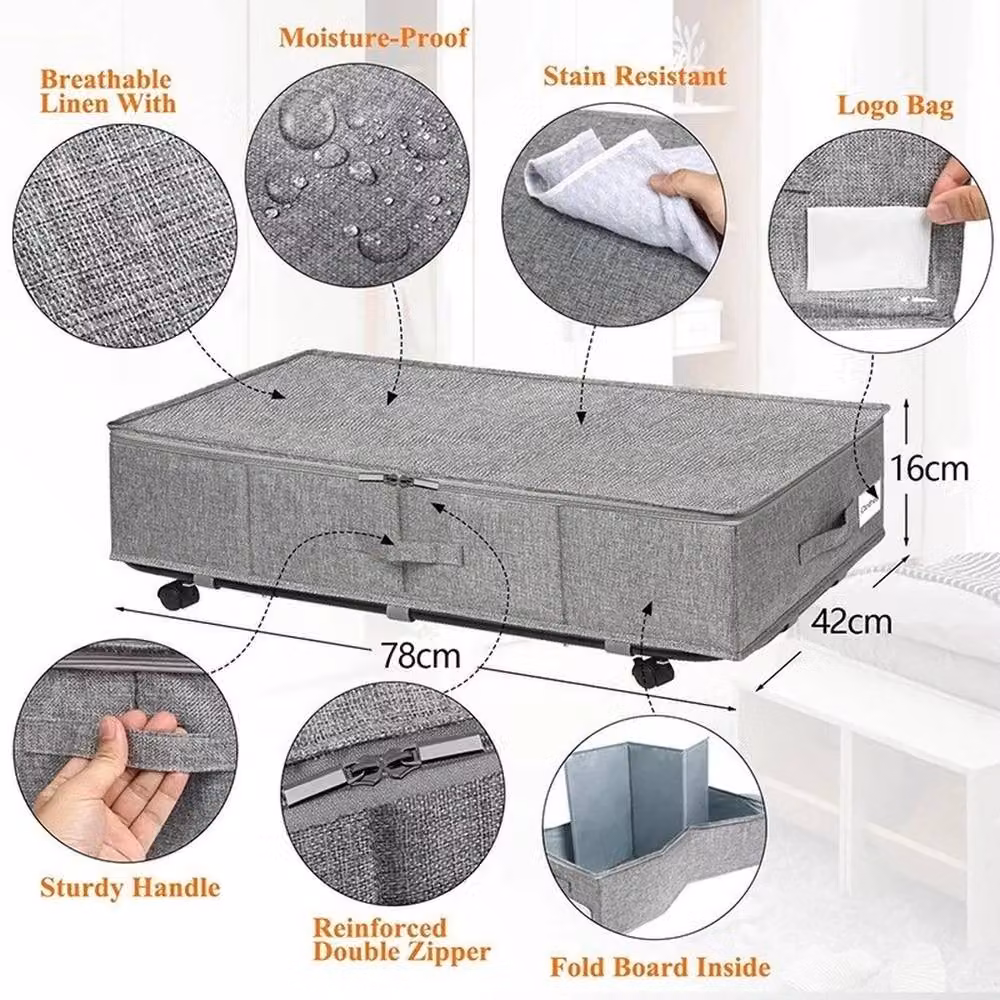 SPETLEK Large Underbed Clothes Storage Box with Lid and Wheels in Grey – 2