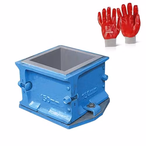 PDL Pegdev Concrete Test Cube Mould 150mm with PVC Gloves for Slump and Compressive Strength Testing, Blue