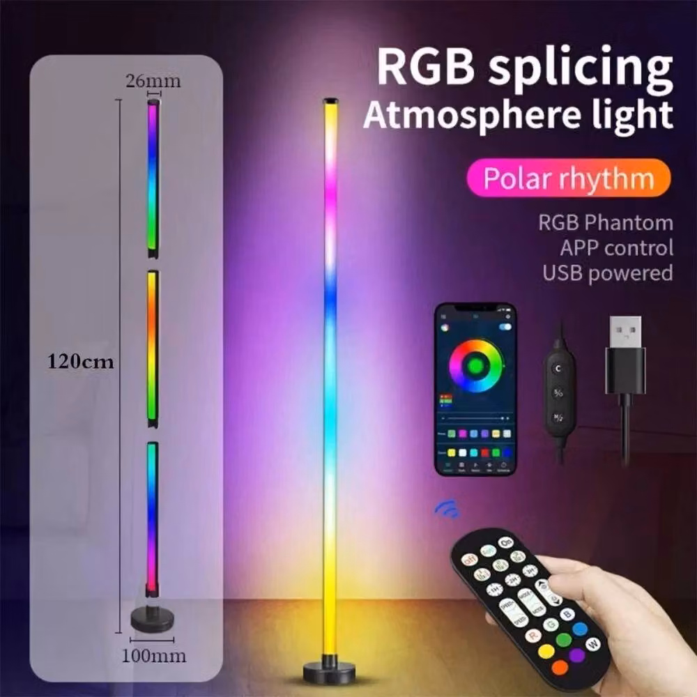 Kelvenix RGBIC Metal Minimalist Mood Floor Lamp in Black with Remote Control and Timer – 2