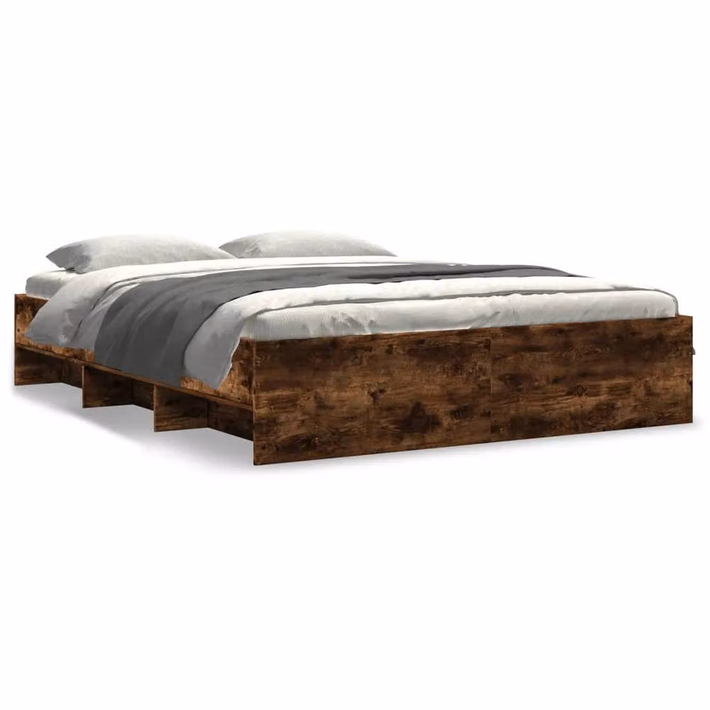 Berkfield Home Durable Bed Frame in Smoked Oak Brown, W/D/H: 160 x 200 x 35 cm – 3