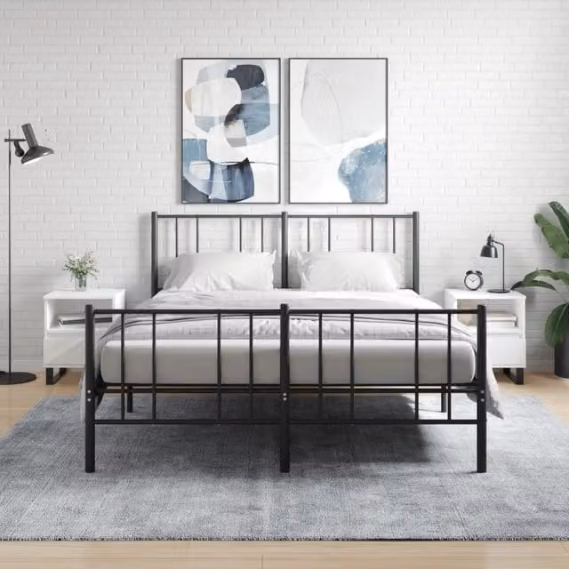 Berkfield Home Set of 2 White Modern Bedside Cabinets, W/D/H: 40 x 35 x 50 cm