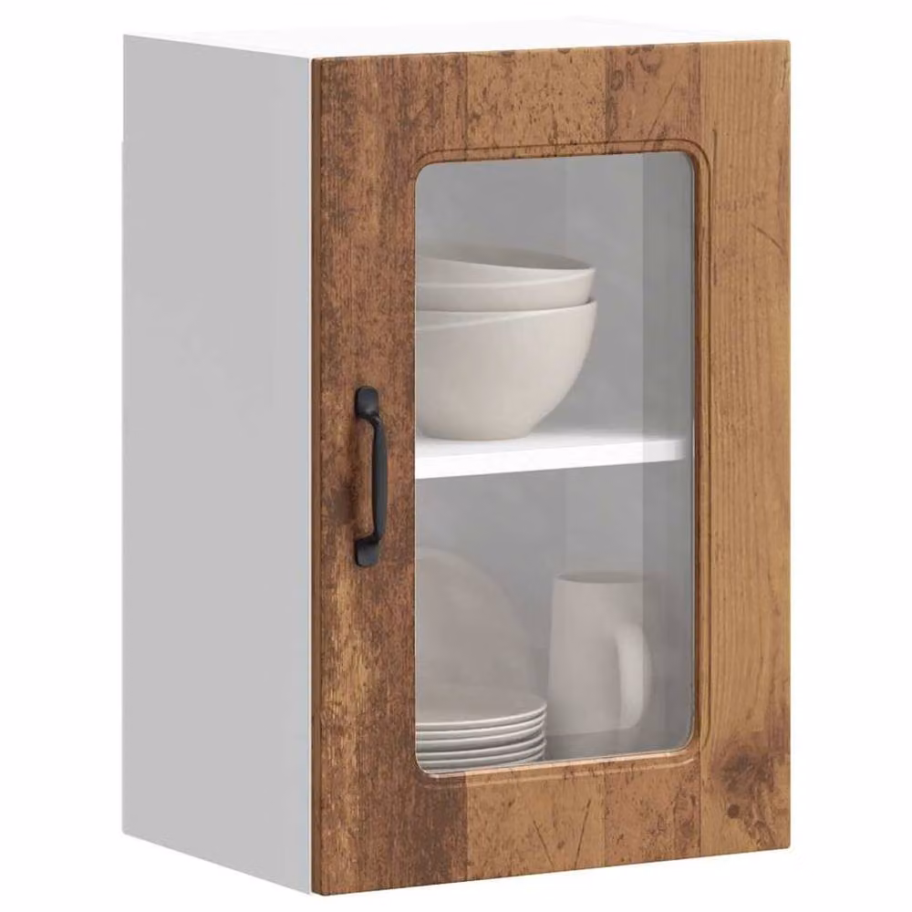 Berkfield Home Kalmar Wall Mounted Kitchen Cabinet with Glass Door in Brown, W/D/H: 60.0 x 31.0 x 40.0 cm – 2