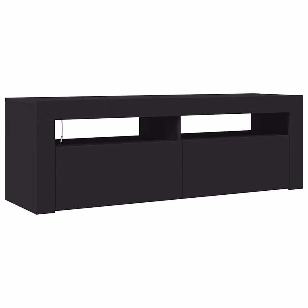 Berkfield Home Modern TV Cabinet with LED Lights in Matt Black, W/D/H: 120 x 35 x 40 cm – 3