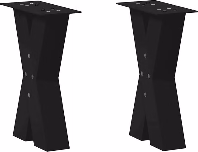 Berkfield Home X-Shaped Coffee Table Legs, 2 Piece Set, Black Steel, W: 28 cm, H: 42-43 cm