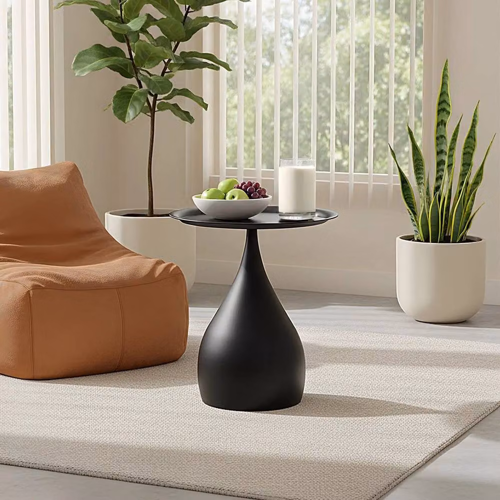 FORGEVIO Black Round Metal Side Table W/D/H: 39 x 39 x 42 cm – 4