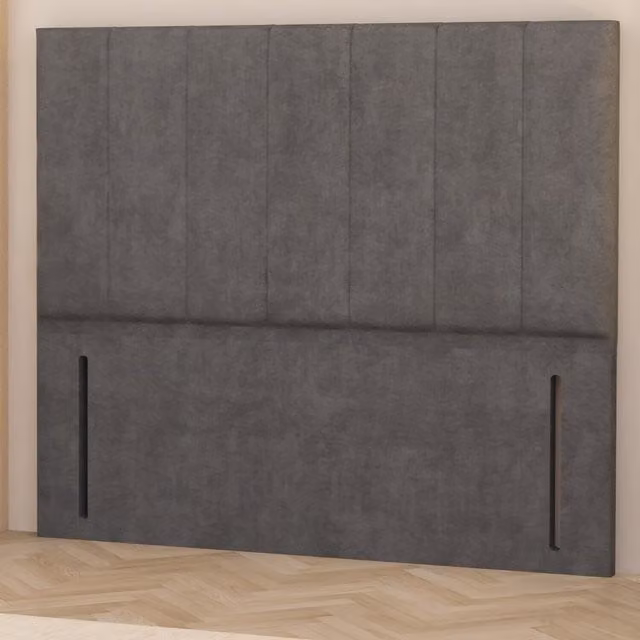 Somnior Beds Ltd Austin Plush Velvet Floor Standing Upholstered Headboard in Silver/Grey, Double