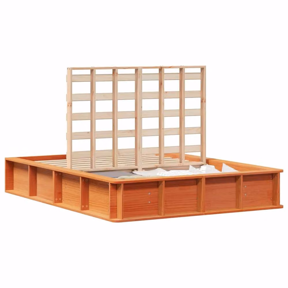 Berkfield Home Solid Pine Wood Bed Frame with Lift Up Storage, Wax Brown, W: 140 cm, L: 190 cm – 3
