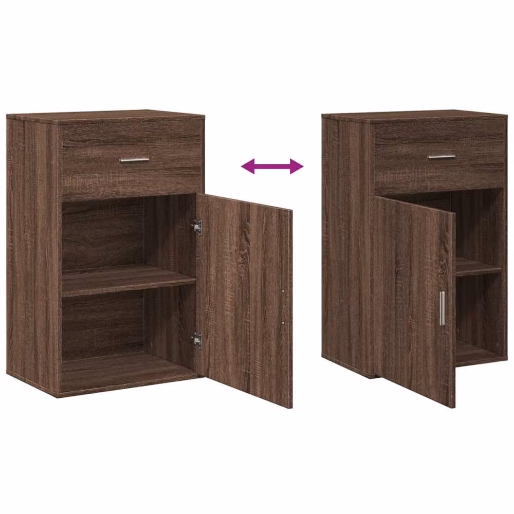 Berkfield Home Brown Oak Storage Cabinet with Hinged Doors and Drawers, W: 56.5 cm, D: 39 cm, H: 90 cm – 6