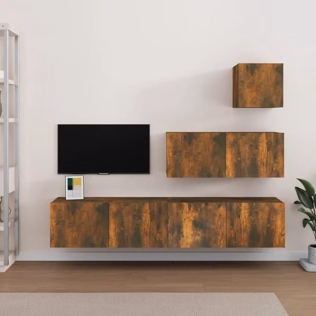 Berkfield Home 4 Piece Modern TV Cabinet Set in Smoked Oak Brown Engineered Wood