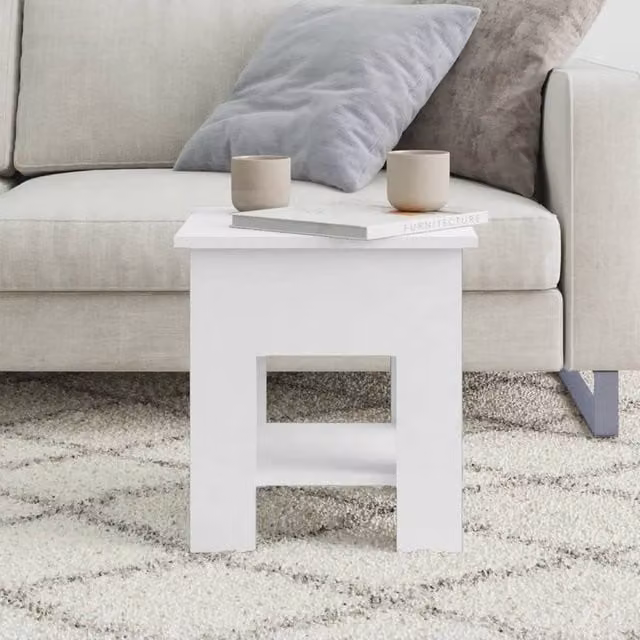Berkfield Home Modern White Square Coffee Table in Engineered Wood W/D/H: 40 x 40 x 42 cm – 1