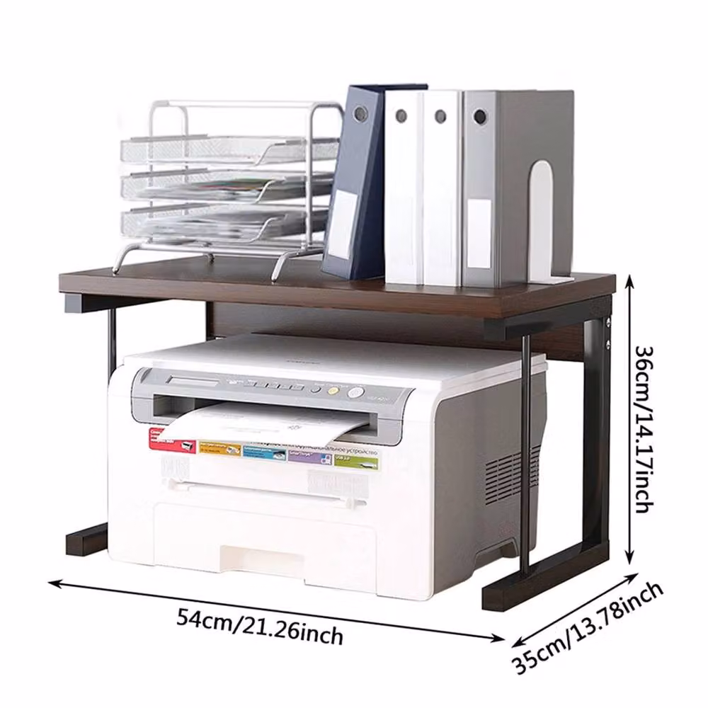 Nordara Brown Desktop Printer Stand with Storage Shelf for Home Office, W/D/H: 100 x 36 x 35 cm – 2