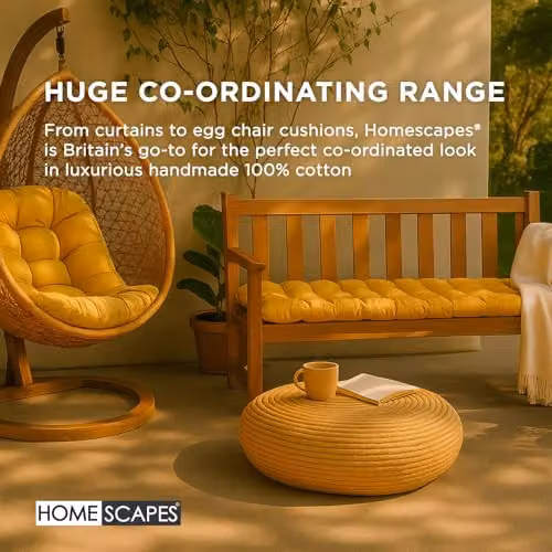 Homescapes Mustard Yellow 2 Seater Garden Bench Cushion, W: 108 cm, D: 42 cm – 4