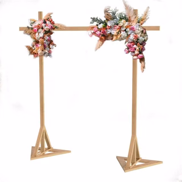 Kelvenix Rustic Wood Engagement Ceremony Backdrop Stand in Brown – 1