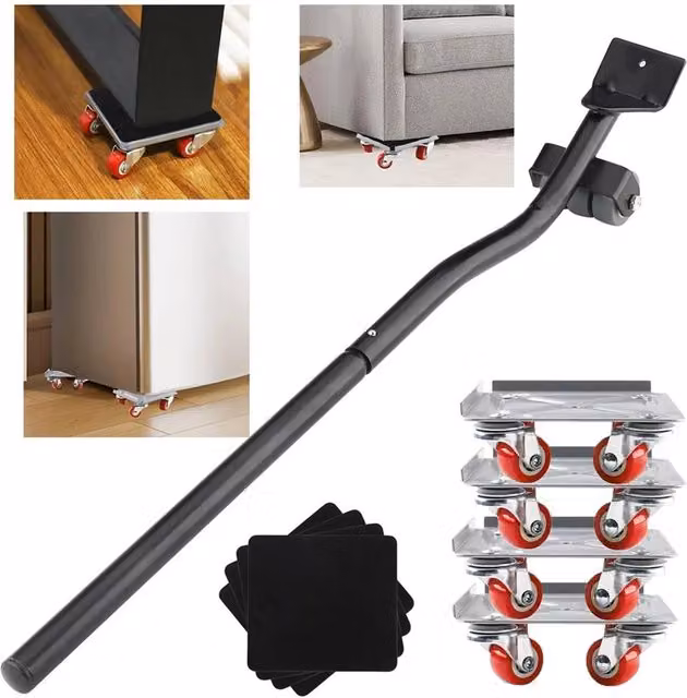 VOGREX Heavy Duty Furniture Lifter Mover Set in Silver Steel