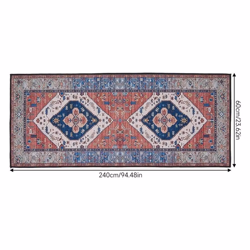Kelvenix Non-Slip Ethnic Boho Hallway Runner Rug, Multicolour, W: 240 cm x L: 60 cm