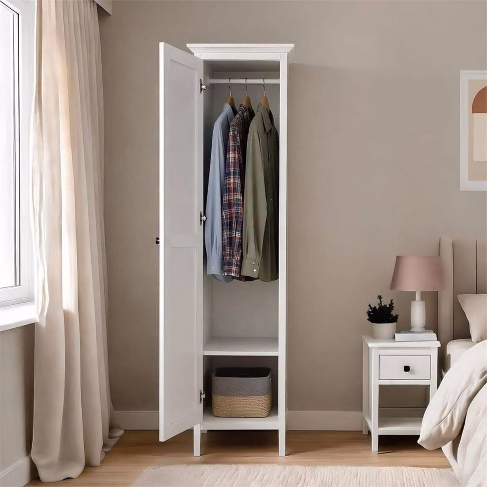 PAWNORA White Lacquered MDF 1-Door Bedroom Wardrobe – 2