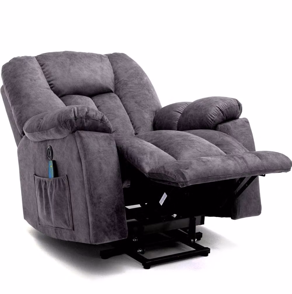 STILVORA Grey Velvet Lift Recliner Chair with Massage, Heat and USB Charging Port – 5