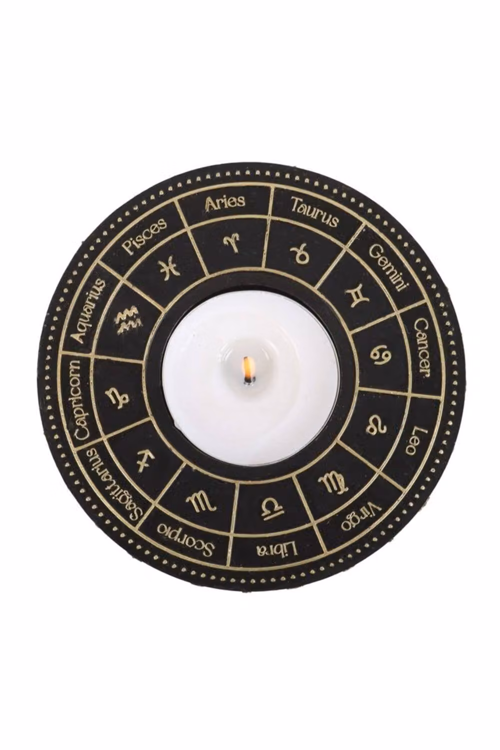 KDMD Astrology Wheel Tealight Candle Holder in Black and Gold Metal – 2