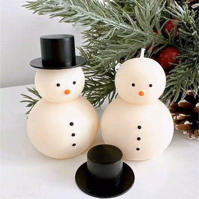 LOS Select Handmade Unscented White Wax Christmas Figure Candles