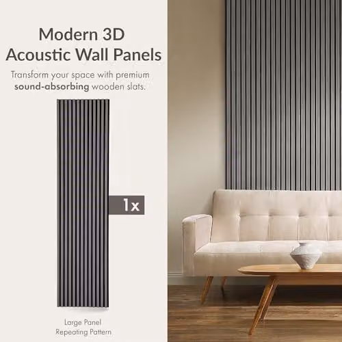 Home Treats Decorative Wood Slat Wall Panel in Light Grey, W: 60 cm, H: 200 cm – 6